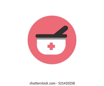 Vector medical pestle icon. Flat design style