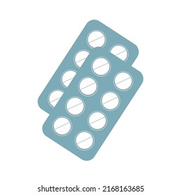 Vector illuіtration of medical pills in flat style, isolated elements on white background