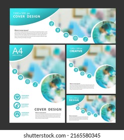 Vector medical presentation corporate identity healthcare Geometric cover, Brochure template design, flyer, leaflets decoration for printing, Blurred image for example