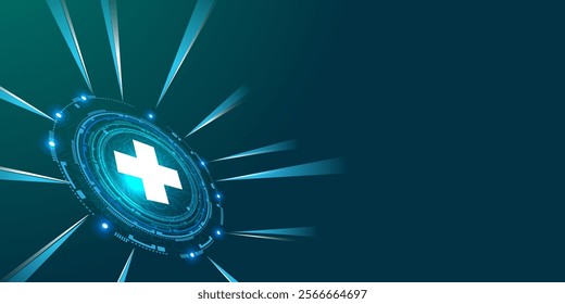 Vector medical research background abstract green and glowing molecule