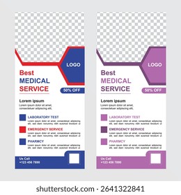 Vector medical roll up banner templates