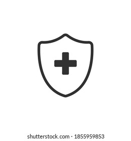 Vector Medical Shield with cross icon. Stock vector illustration isolated on white background.