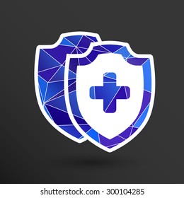 Vector Medical Shield Icon shield flat health cross medical.