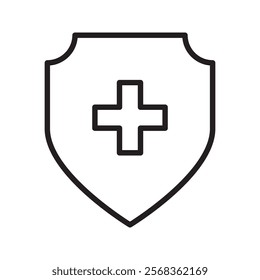 Vector Medical Shield or Protection Safety Medicine Icon. Health cross medical symbol.