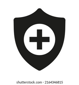 Vector Medical Shield or Protection security medicine Icon. Health cross medical symbol.