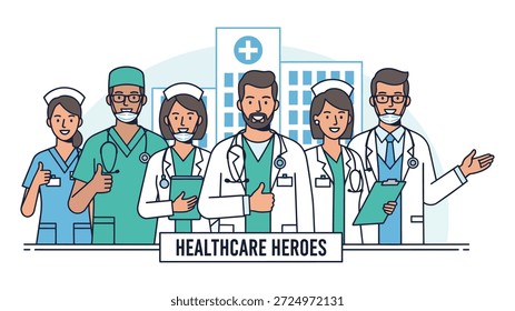 Vektor des medizinischen Personals, Gruppe der Ärzte und Krankenschwestern