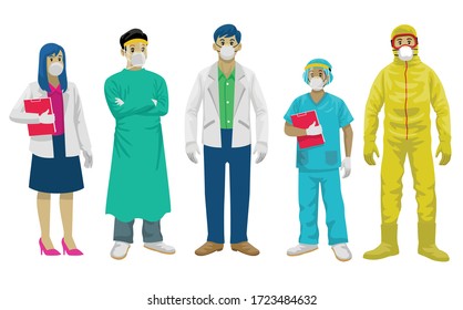 vector of medical staff set in flat style