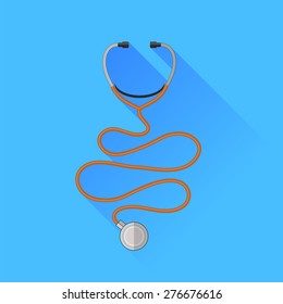 Vector Medical Stethoscope Icon Isolated on Blue Background
