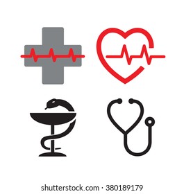 vector Medical symbol icons on white background