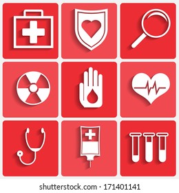 Vector medical theme icons set - with shadow