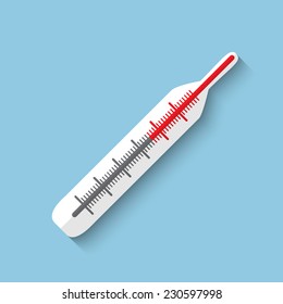 Vector medical thermometer flat icon. Eps 10.