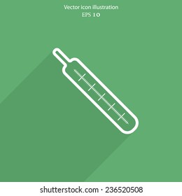 Vector medical thermometer web flat icon. Eps 10 illustration.