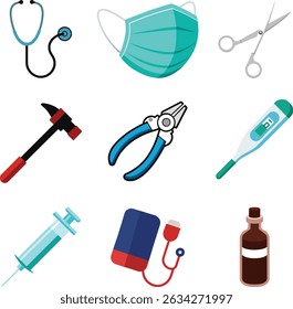 Iconos de herramientas de Vector médico Vector