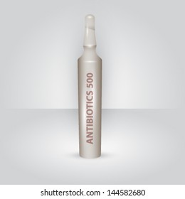 Vector medical vial close up illustration