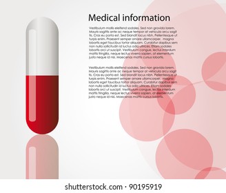 Vector medical website template with pill and reflection