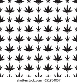 Vector Medicinal plants. Cannabis Leaf Background. Marijuana Leaves Seamless pattern. Hemp Leaf Silhouette
