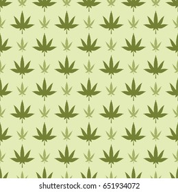 Vector Medicinal plants. Cannabis Leaf Background. Marijuana Leaves Seamless pattern. Hemp Leaf Silhouette