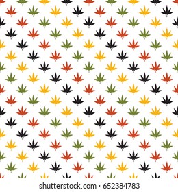 Vector Medicinal plants. Cannabis Leaf Background. Marijuana Leaves Seamless pattern. Hemp Leaf Silhouette