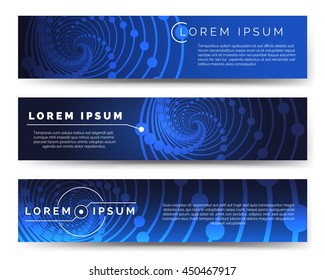 Vector medicine banners with blue background and glow vortex structure. Vector illustration