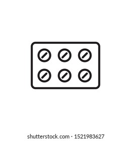 Vector medicine in blister icon. Flat illustration of medicine isolated on white background. Icon vector illustration sign symbol.
