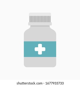 vector medicine bottle. Flat illustration of medicine bottle isolated on white background. pharmaceutical sign symbol. medicine drug icon