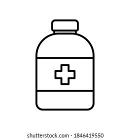 Vektormedizin-Flasche Symbol auf einzeln weißem Hintergrund für UI/UX und Website.