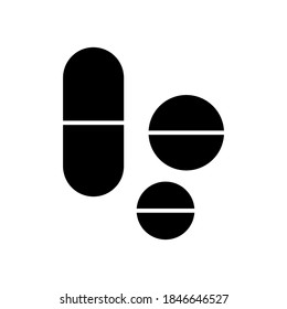 Vektormedizin Symbol, Tablettensymbol auf isoliertem weißem Hintergrund für UI/UX und Website.