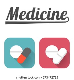 Iconos de la medicina del Vector en estilo plano con la sombra larga
