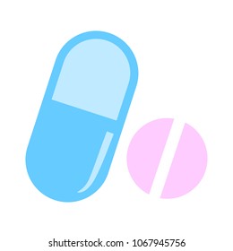 Vector Medicine Illustration - Medical Pill Icon. Drugs Sign, Pharmacy Symbol