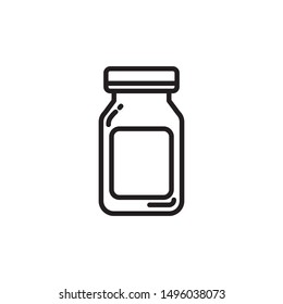 Vector medicine jar icon. Flat illustration of medicine jar isolated on white background. Icon vector illustration sign symbol.