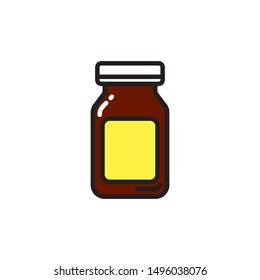 Vector medicine jar icon. Flat illustration of medicine jar isolated on white background. Icon vector illustration sign symbol.