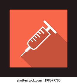 Vector medicine syringe flat web icon