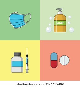 Vector of  medicine and vaccine flat design
