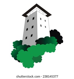 Vector Medieval building inspired by Black Tower of Brasov city, Romania