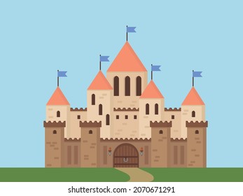 mittelalterliche Burg hinter einem hohen Zaun