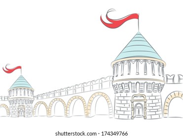 Vector Medieval castle fairytale