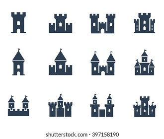 Vector medieval castles icon set