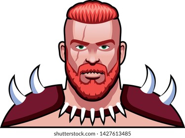 Vector Medieval Fantasy Barbarian  Character Illustration Isolated