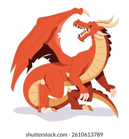 Vector Medieval Fantasy Dragon Cartoon Character Illustration Isolated