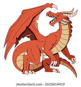 Vector Medieval Fantasy Dragon Cartoon Character Illustration Isolated
