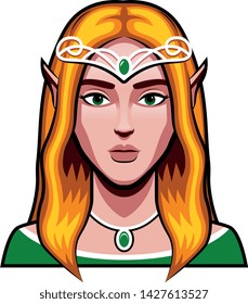 Vector Medieval Fantasy Elf  Character Illustration Isolated