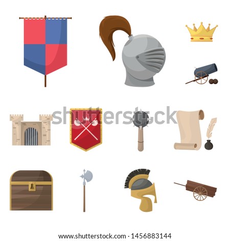Vector of medieval and history design logos. Set of medieval and tournament vector icon for stock.
