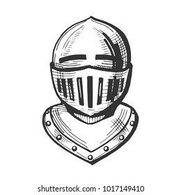 Vector medieval knight icon. Middle age hand drawn illustration emblem in vintage style.