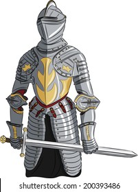 vector medieval knight with sword