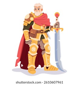 Vector Medieval Knight Warrior Cartoon Character Illustration Isolated