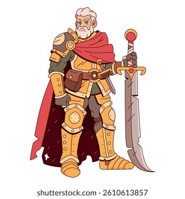 Vector Medieval Knight Warrior Cartoon Character Illustration Isolated