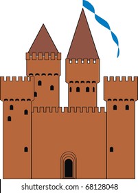 Vector  medieval knight's castle - isolated  illustration on white background