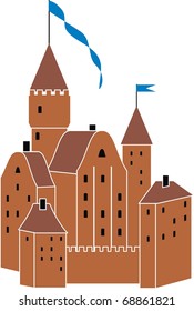 Vector  medieval knight's castle - isolated  illustration on white background