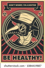 Vector Medieval Plague Doctor Poster. Obey Style svg