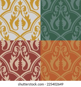 Vector Medieval Seamless Pattern With Readgy Ornament